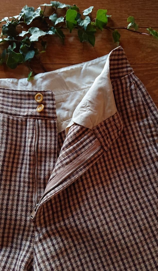 45R☆ウールサージの馬比女パンツ/ベージュチェック♪