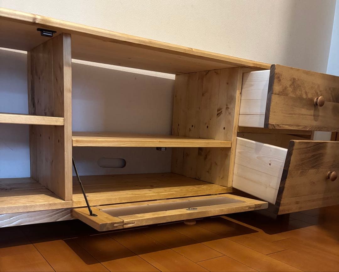 【CA09様オーダー品】AVボード テレビ台 パイン無垢材155cmサイズ