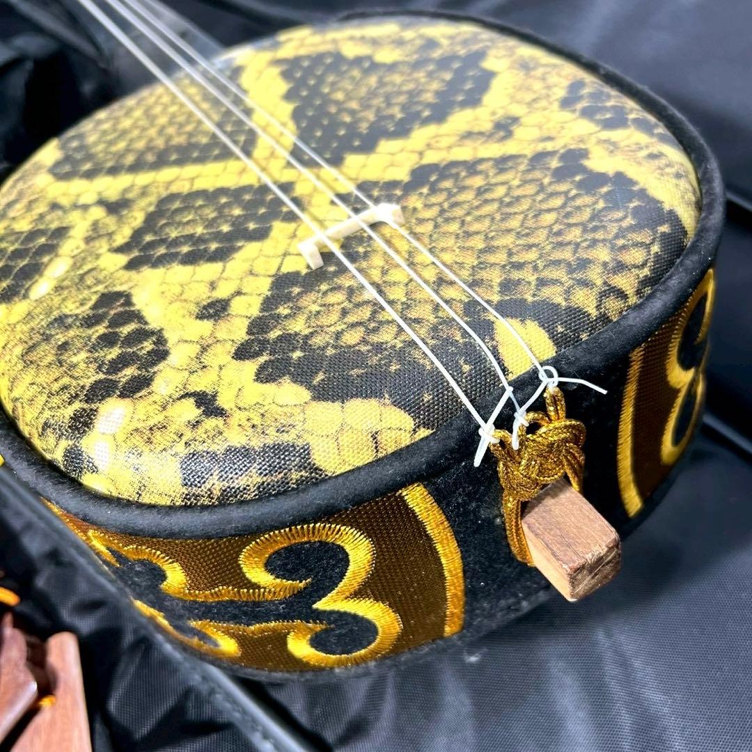 沖縄三線 三板 沖縄楽器セット 初心者 人工皮 ヘビ柄 和楽器 サンバ 民謡