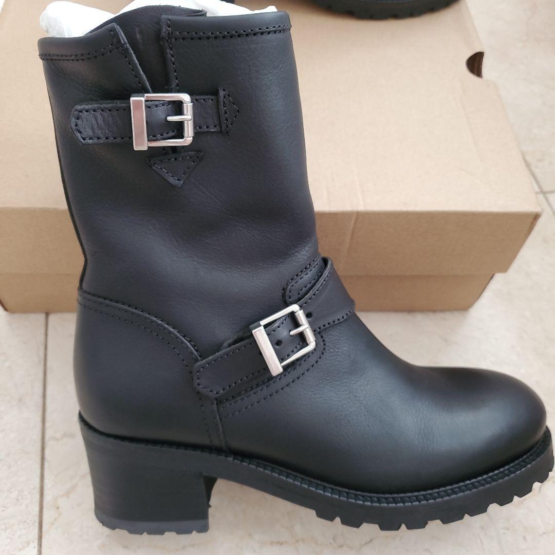 POLO RALPH LAUREN 黒 レザーバックルブーツ 7B