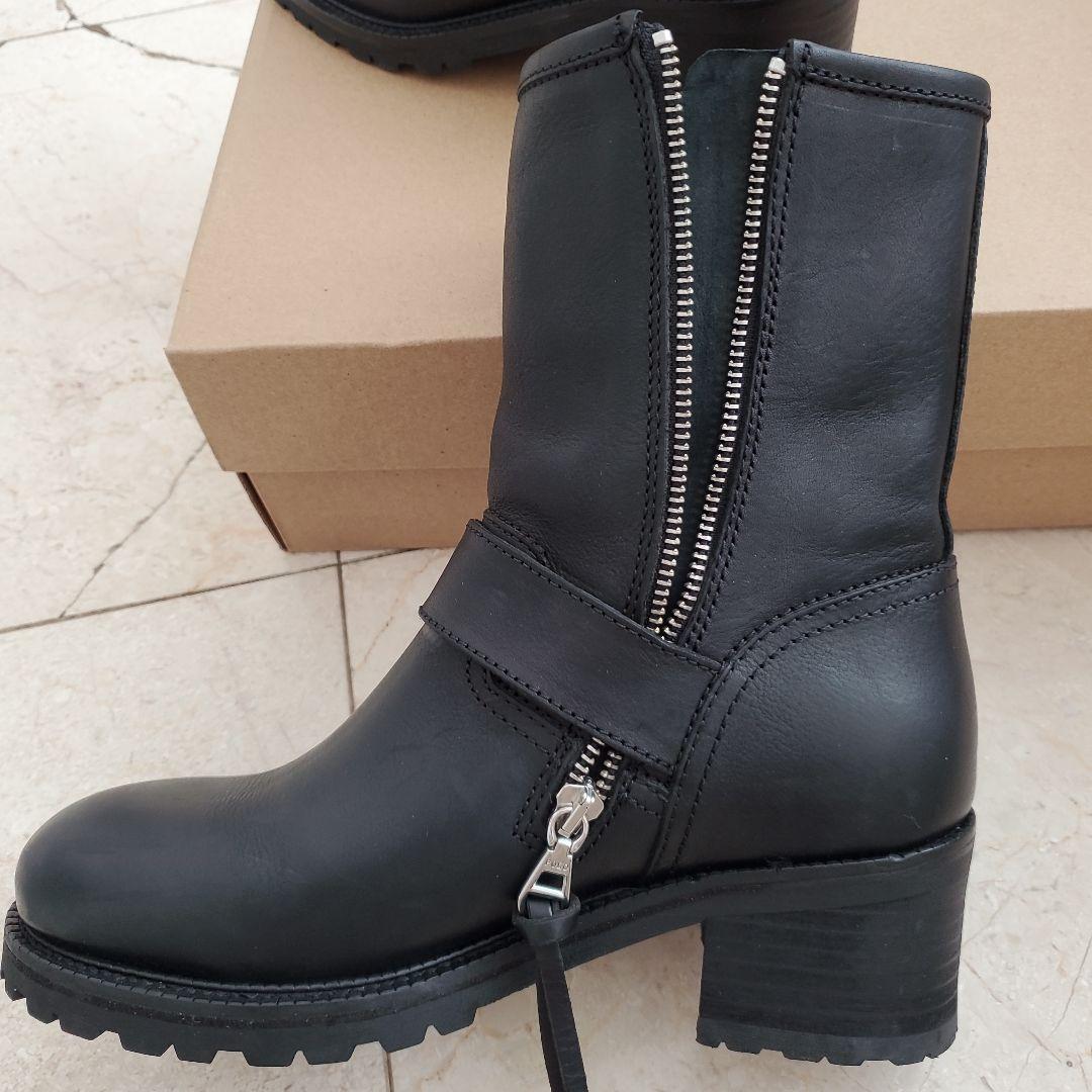 POLO RALPH LAUREN 黒 レザーバックルブーツ 7B