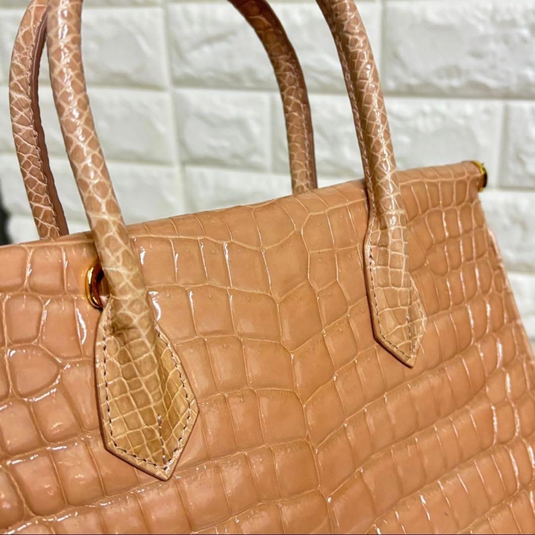 クロコダイル ハンドバッグ 2WAY ショルダーバッグ　シャイニング　アルムコ