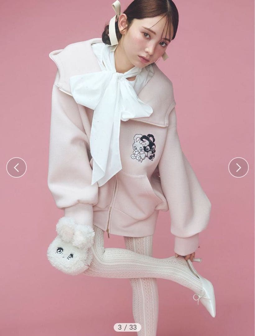 【SNIDEL×foxy illustrations】ボリュームパーカー ピンク