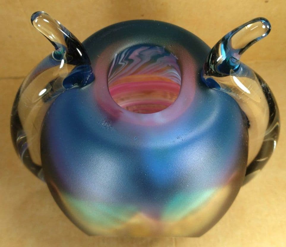 黒木国昭 手吹きガラス花器 銘:夢 共箱 栞 無傷美品 ガラス工芸