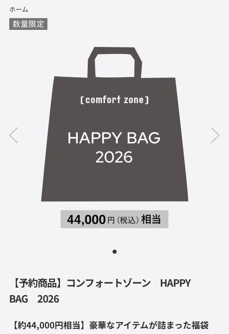 【予約商品】　コンフォートゾーン　HAPPY　BAG　2026