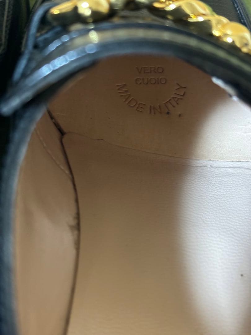 GUCCIローファー 黒×ゴールド レザー　35