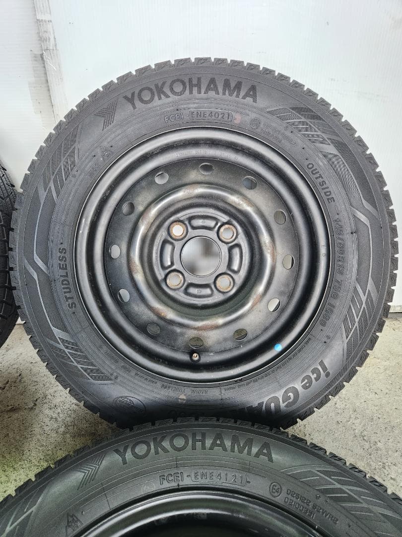 送料込☆2021 ヨコハマ タイヤホイール セット145/80R13☆4本