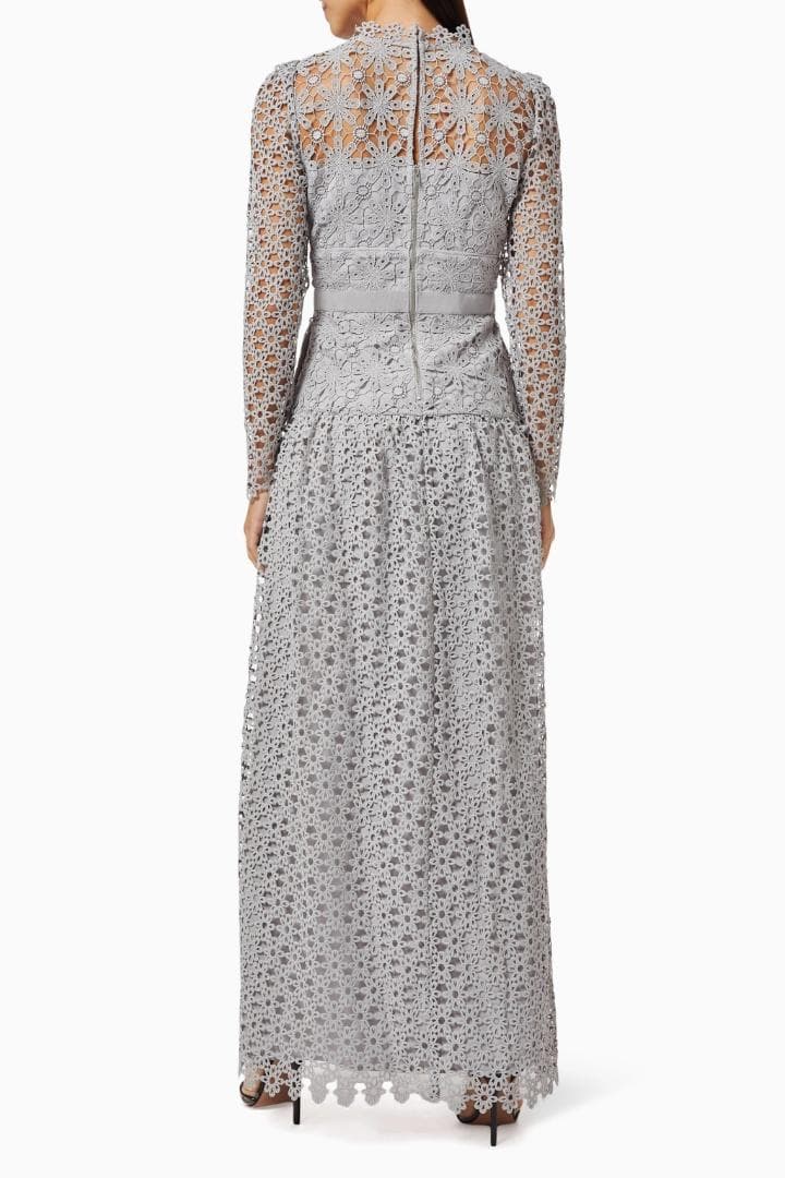 N*.様 セルフポートレイト ワンピース ギピュールレース グレー 花柄 UK1