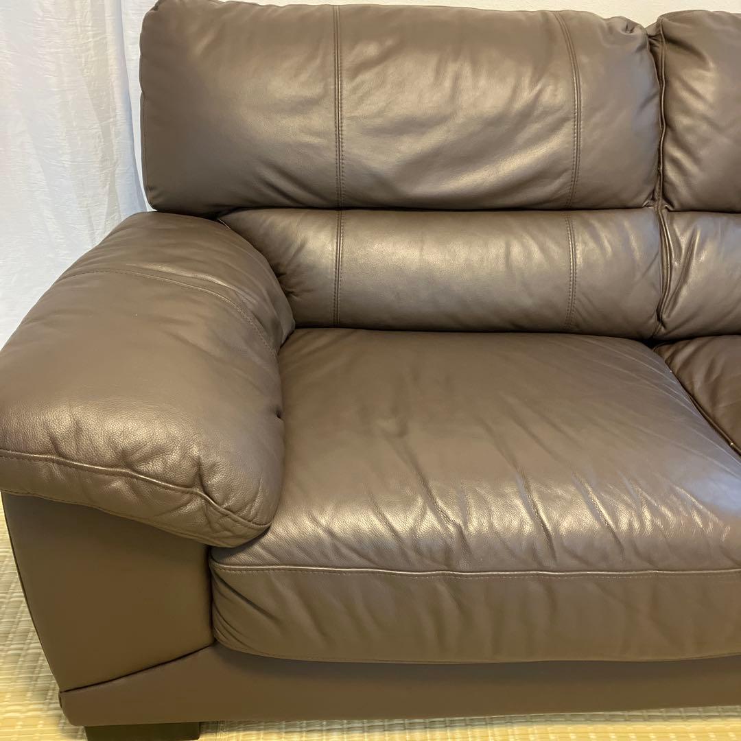 【美品・送料込】ニトリ　ブラウン 3人掛けソファ 合皮