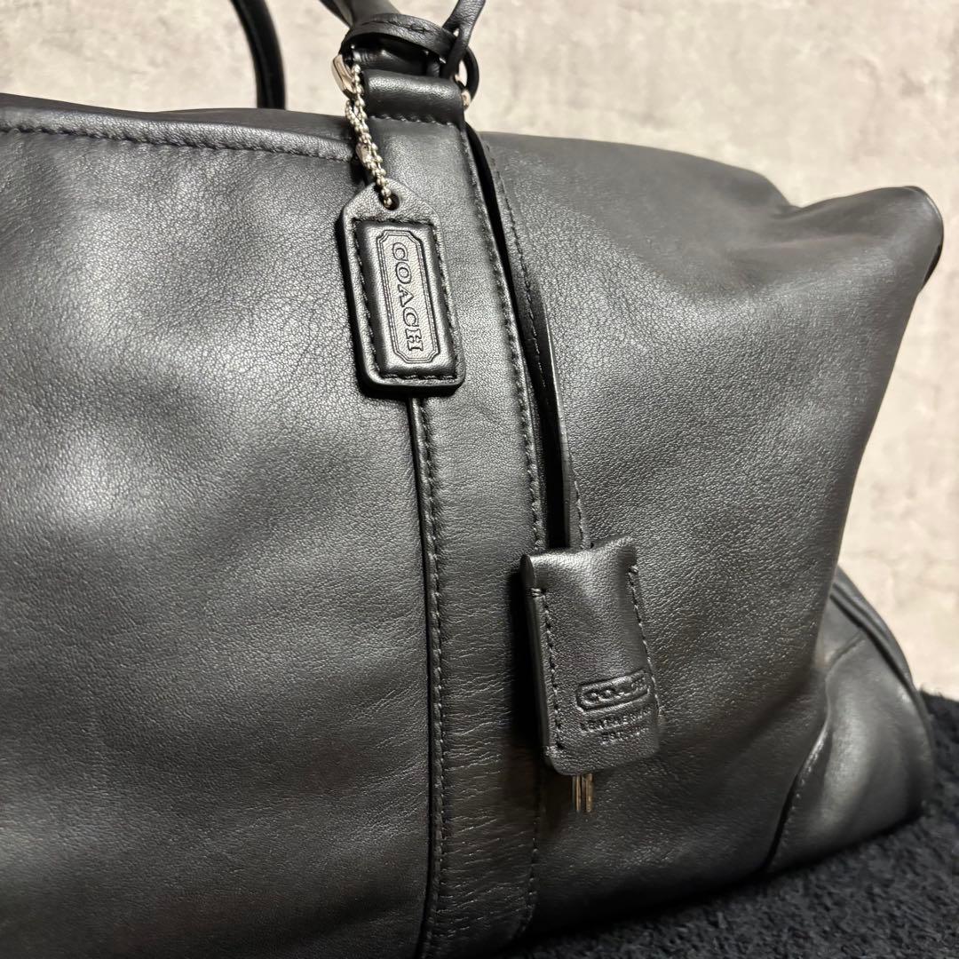 美品 COACH ボストンバッグ ブラック 2way ブラック レザー 旅行
