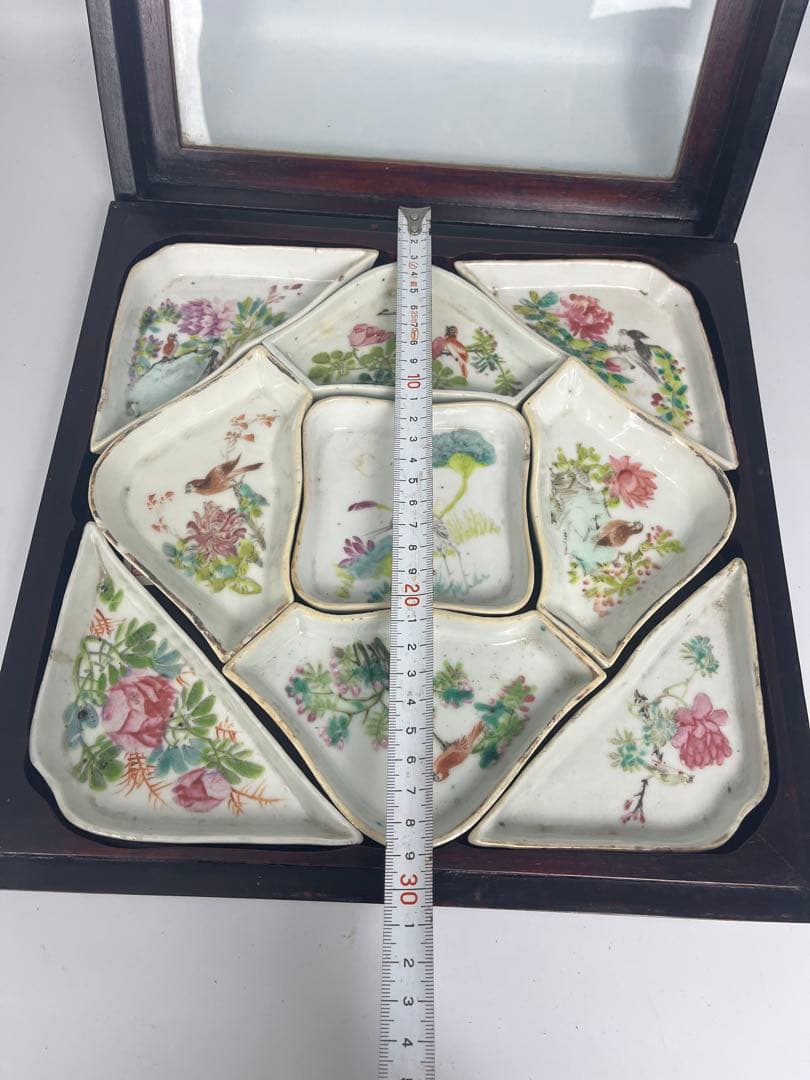 中国古美術 清朝同治骨董 古陶磁器 收藏品 アンティーク 9点セット木箱付