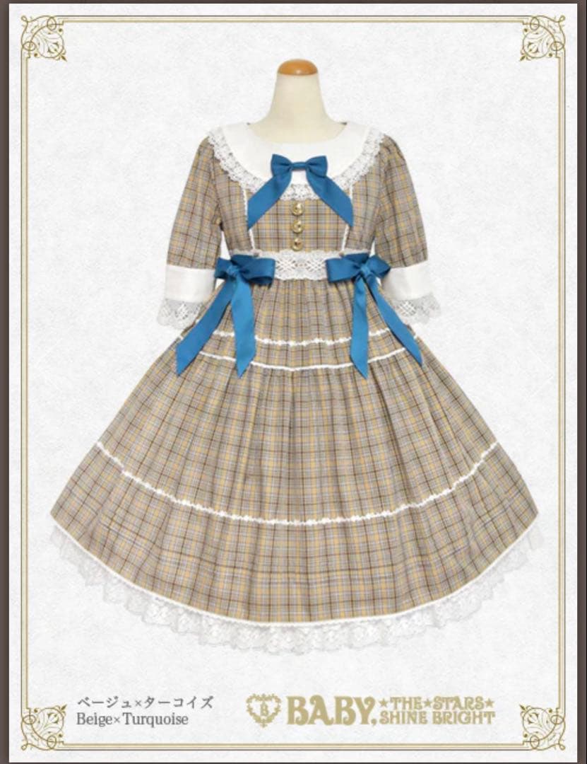 【新品】BABY タータンチェックシャーメイン ワンピース&リボンクリップ