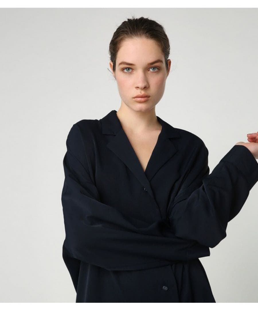 RIM.ARK リムアーク ロングライトシャツジャケット　ネイビー