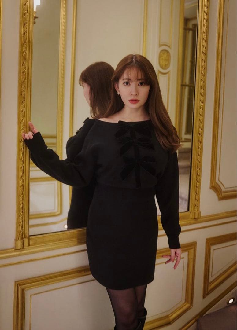 美品 herlipto Simone Knit Mini Dress ワンピース