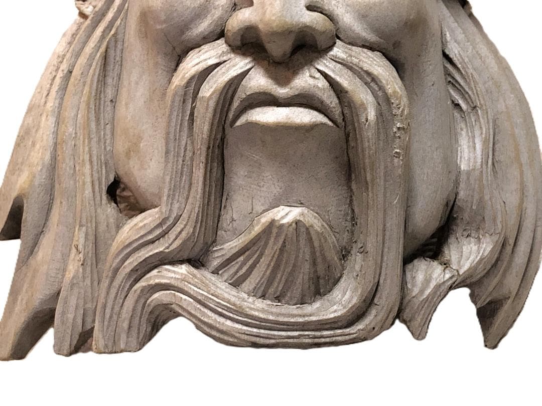 【 木彫面関羽 】　古玩骨董　27ｃｍ