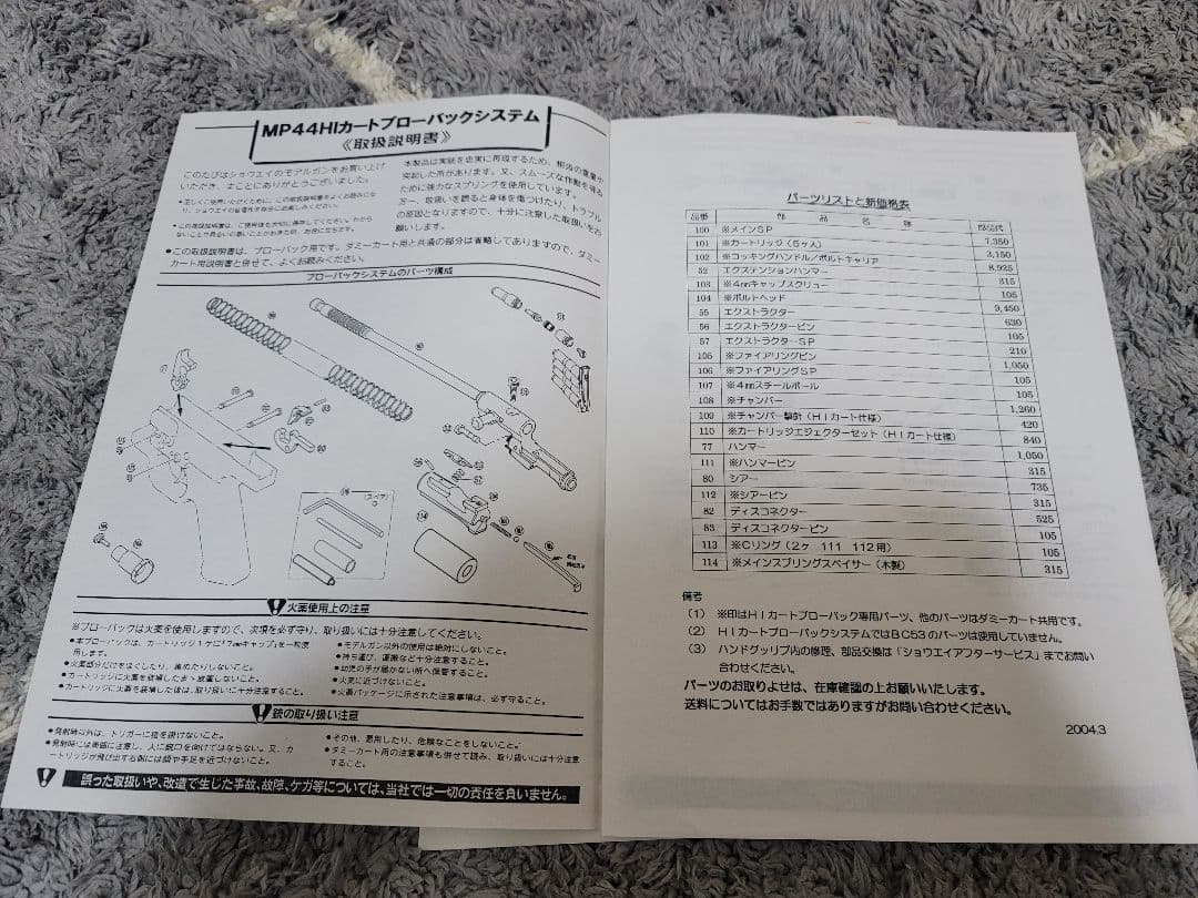 未使用 ショウエイ MP44/STG44 HI ブローバックモデルガン