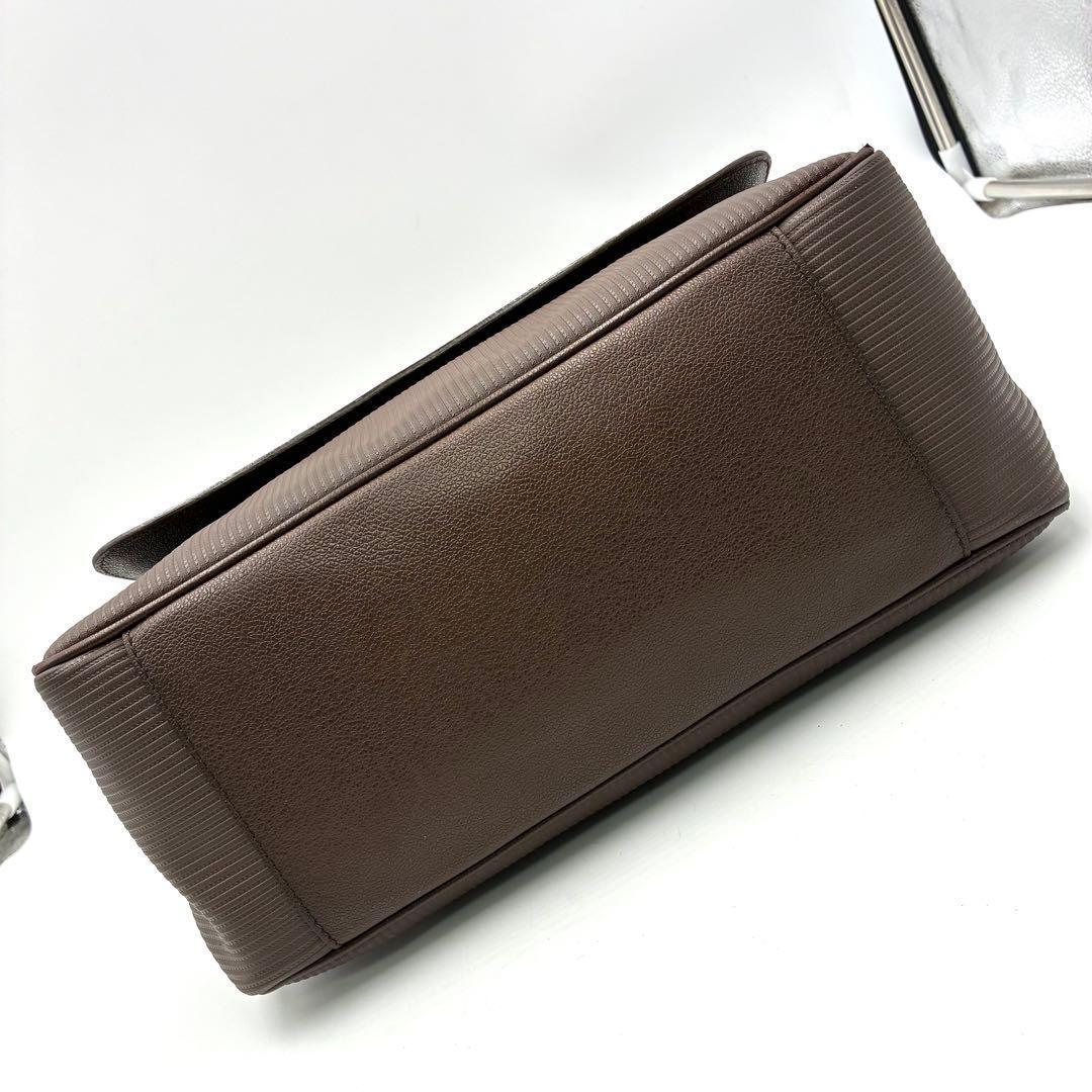 極美品 ブルガリ ミレリゲ ロゴプレート ショルダーバッグ A4収納可能 茶