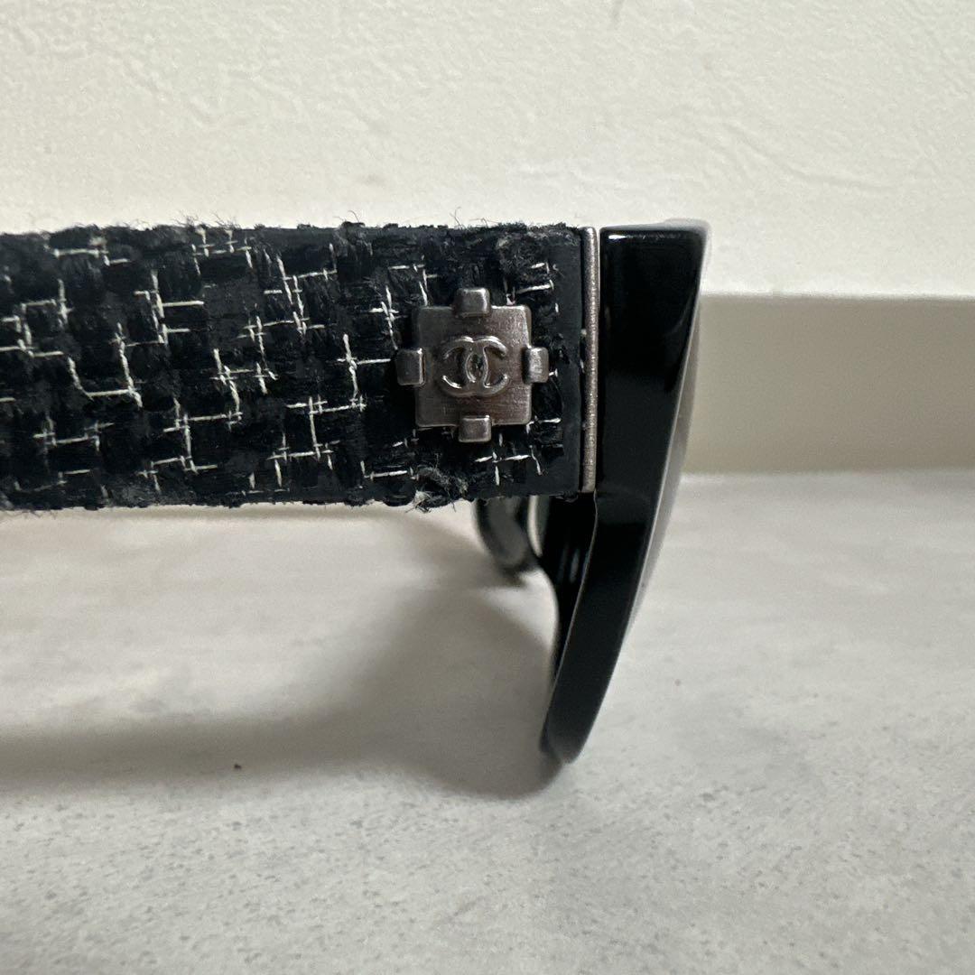 CHANEL シャネル ツイード サングラス ココマーク ロゴ金具 ケース付き