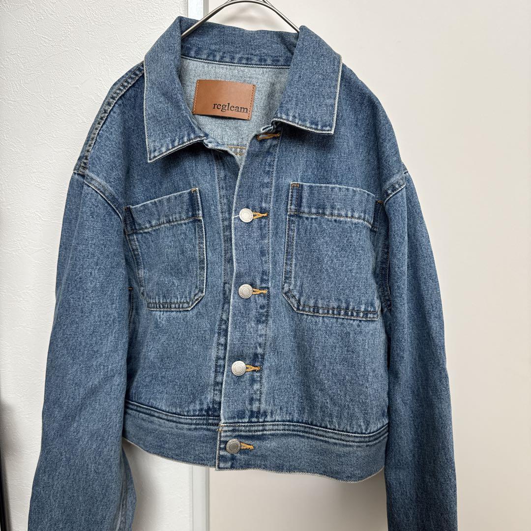 美品☆完売品 リグリーム regleam タックデニムジャケット ライトブルー