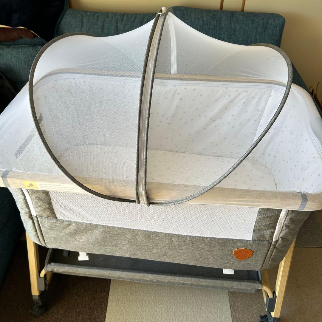 美品　HZDMJ ベビーベッド　蚊帳付き　折りたたみ式