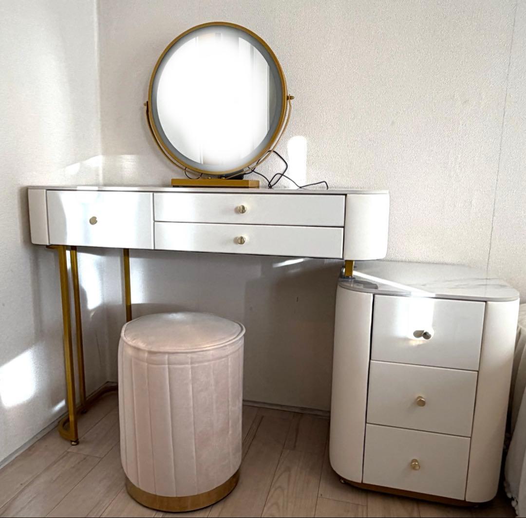 2/15まで【セット】モダンホワイトドレッサー・鏡台