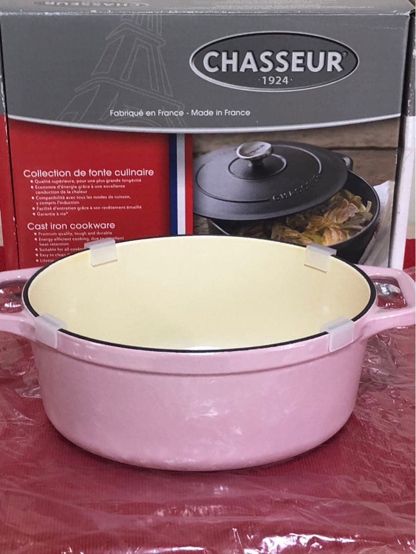 【新品未使用】CHASSEUR 両手鍋　17cm ローズ/ピンク