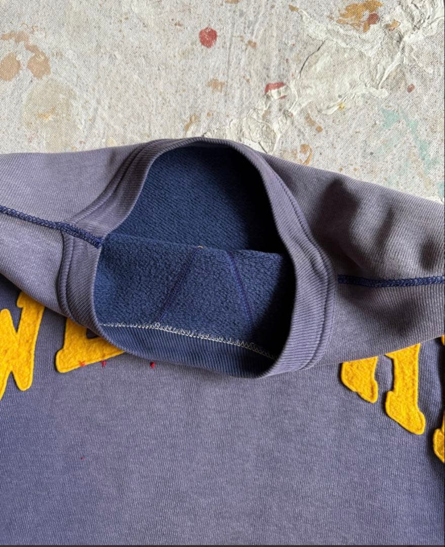 ひ*な様 50s〜60s 前Vスウェット 茄子コン ナス紺 サンフェード フェル