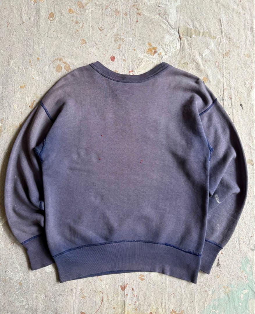 ひ*な様 50s〜60s 前Vスウェット 茄子コン ナス紺 サンフェード フェル