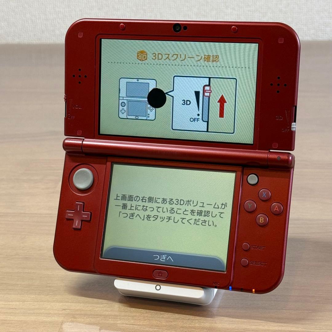 4-082【訳あり】Newニンテンドー3DS LL メタリックレッド 上下IPS