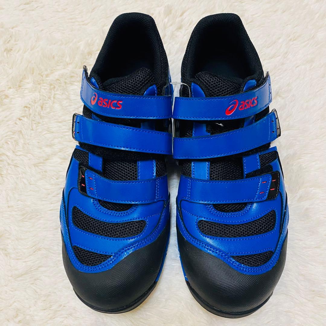 新品タグ付き！廃盤　希少asics アシックス　安全靴 作業靴　ベルクロ 青
