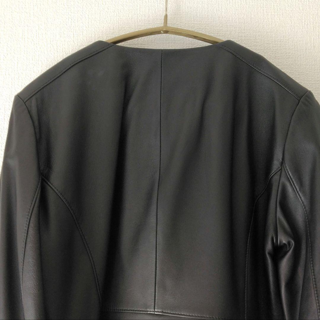 UNTITLED アンタイトル ラム レザー ノーカラー ジャケット 3 L 黒