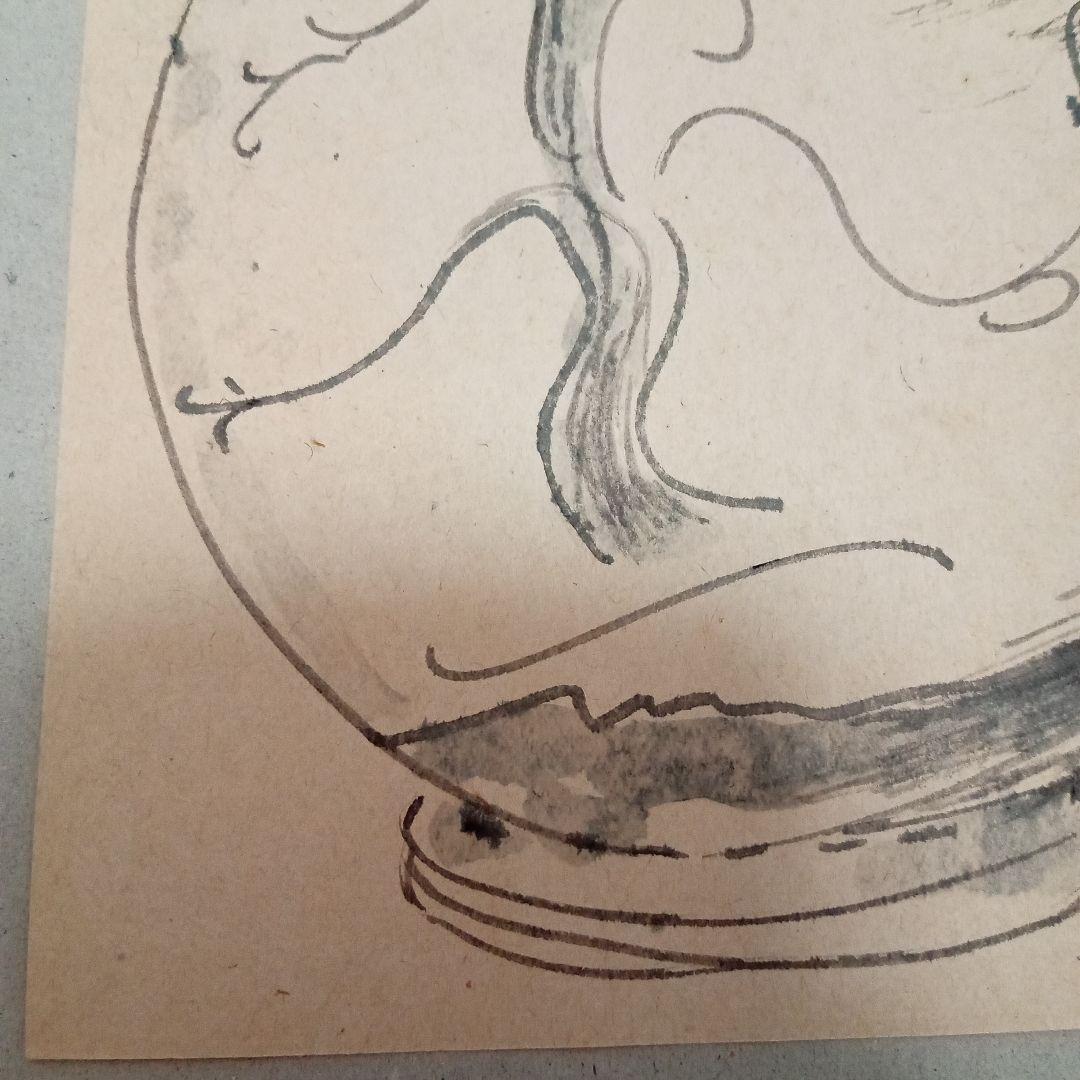 【 希少 素描画 】バーナード・リーチ　「壷の図(1954)」額装