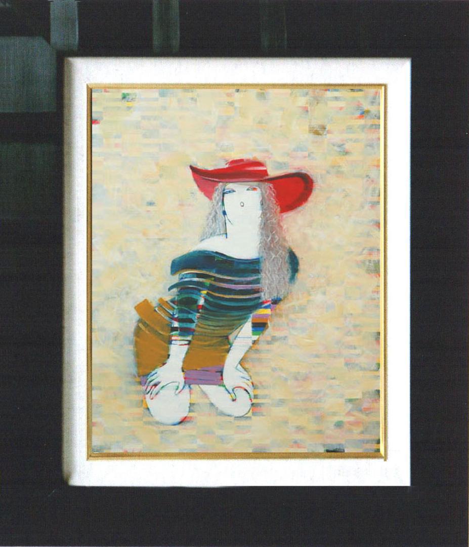 油絵 絵 絵画 インテリア 額付(白) F6-050213 人物 女性像