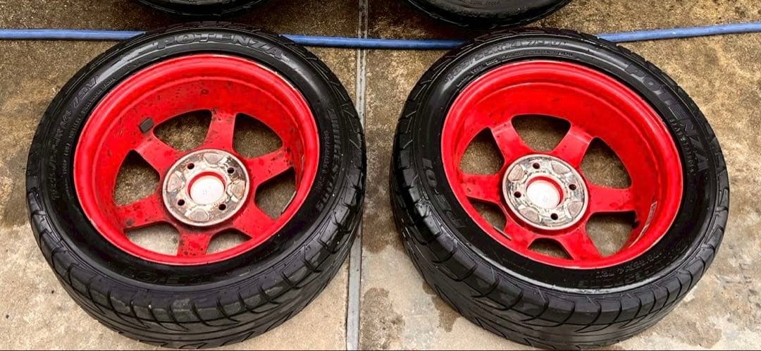 【掲載17日迄】 RAYS TE37 14インチ 赤　ビート　2本　PCD100