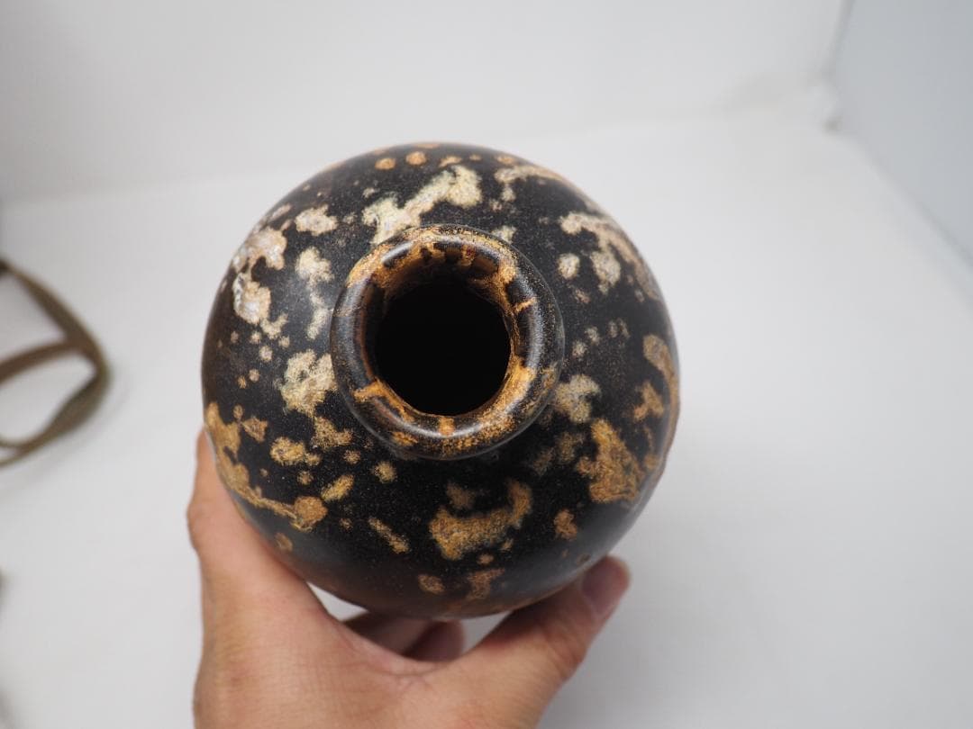 玳瑁斑文　中国　瓶　まだら模様　木箱入り