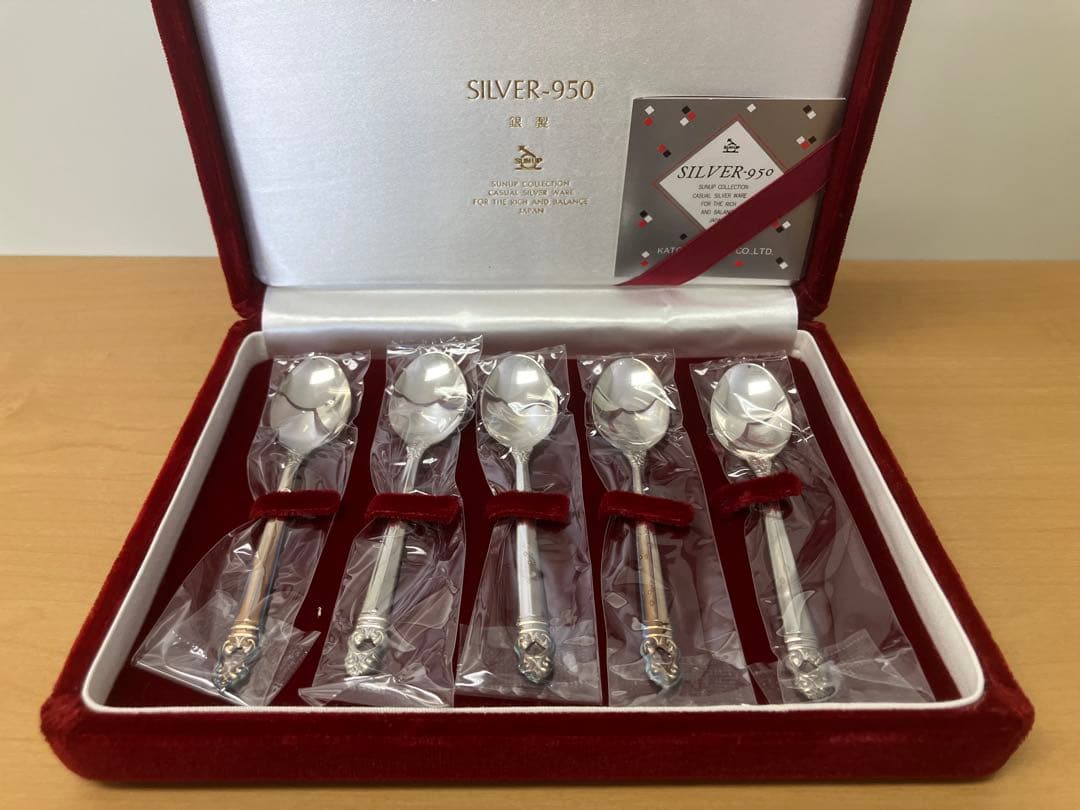 【SILVER950】純銀 スプーン5本セット 個装 新品 ケース無し
