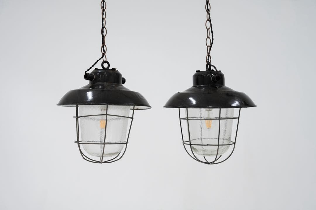 ビンテージインダストリアル ペンダントライト 2個セット ブラック