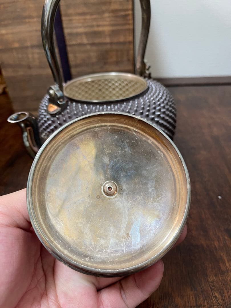 銀瓶　純銀　あられ　木箱付き　652g 骨董古美術