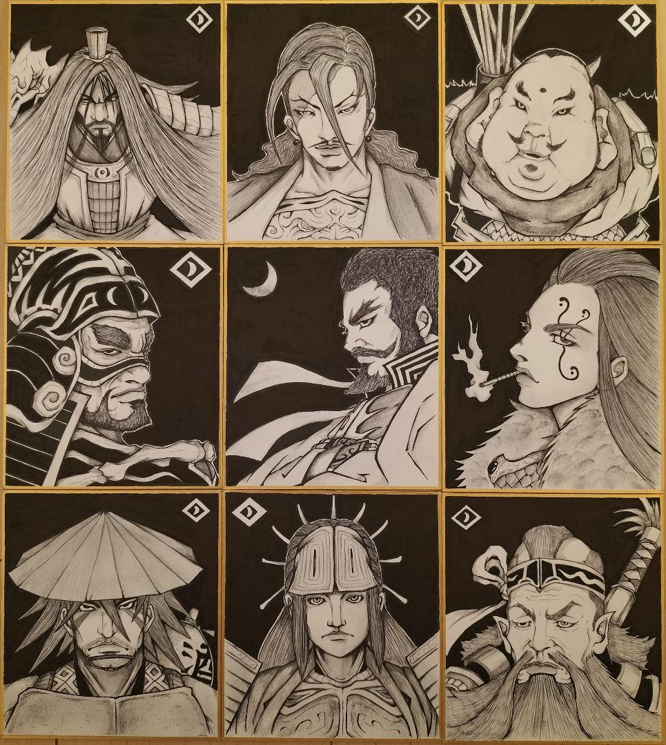 武士（侍）全9枚　【月山家家臣団】　オリジナルイラスト　戦国武将　似顔絵