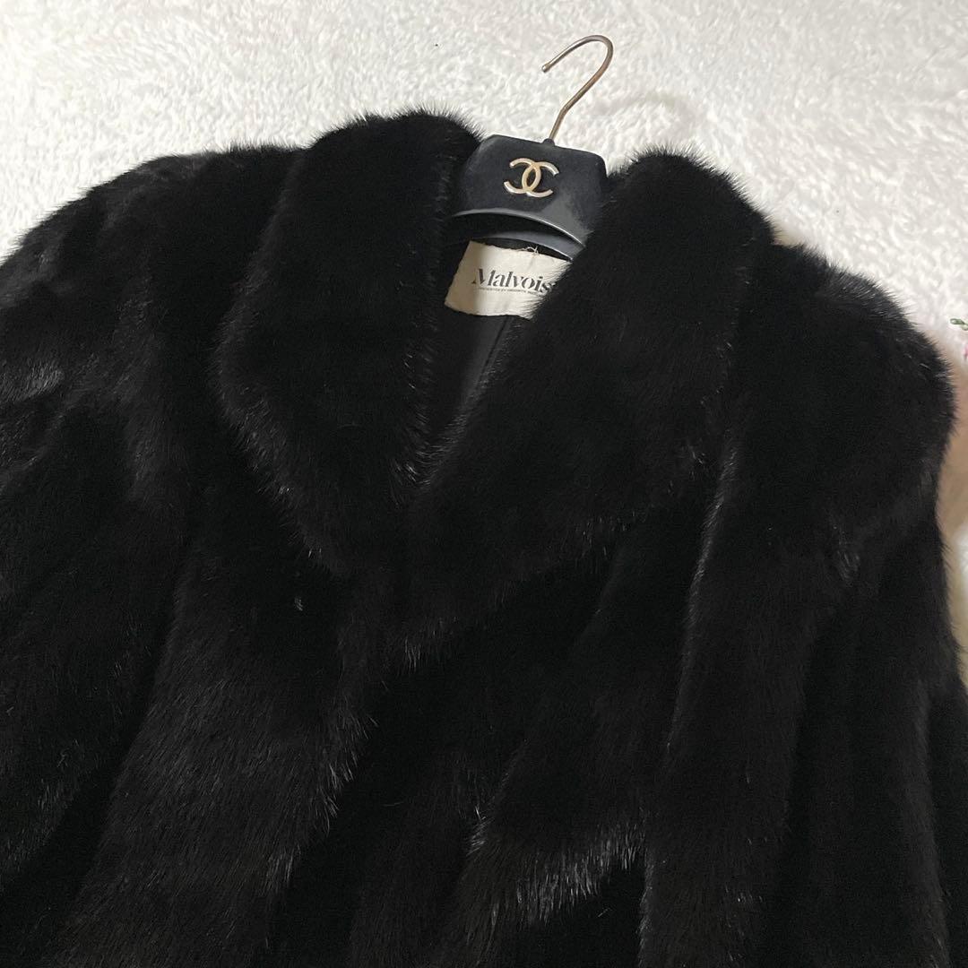 【大きいサイズ】ミンク 本毛皮 ロング コート リアルファー サイズXL〜XXL