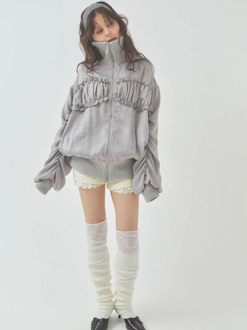 pellicule ribbon gather lib blouson グレー
