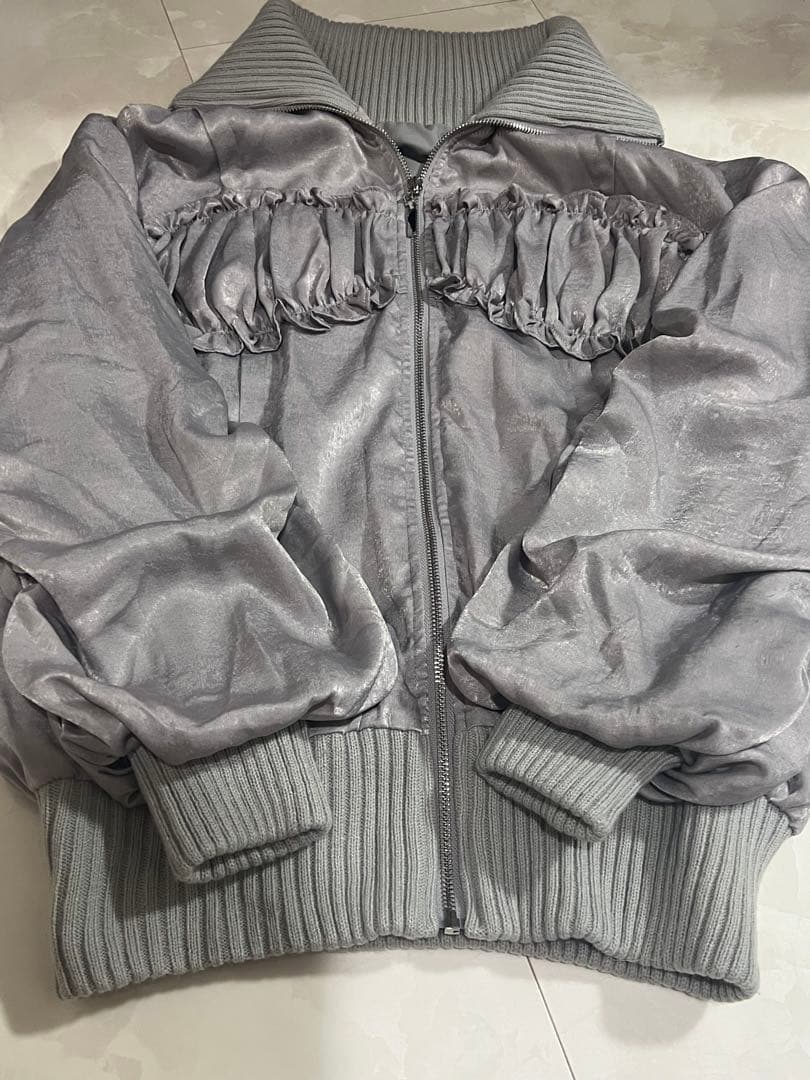 pellicule ribbon gather lib blouson グレー