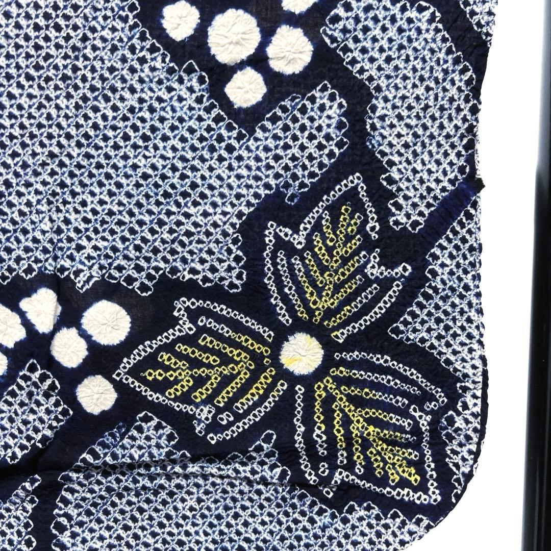 浴衣　有松鳴海絞り　葡萄　リーフ　流水　着物　063a d