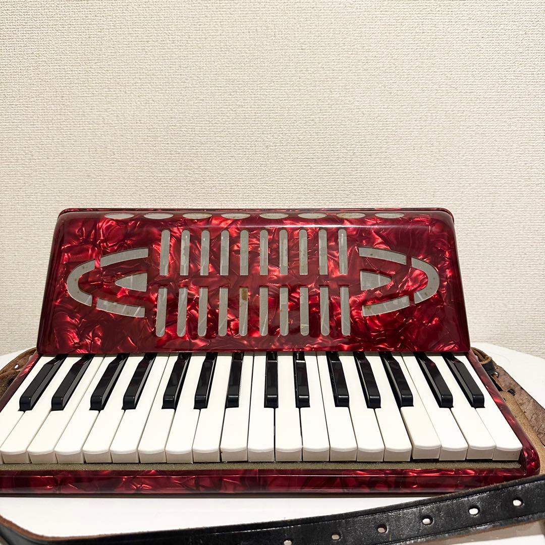 TOMBO トンボ アコーディオン No.320 赤パール 32鍵 ハードケース