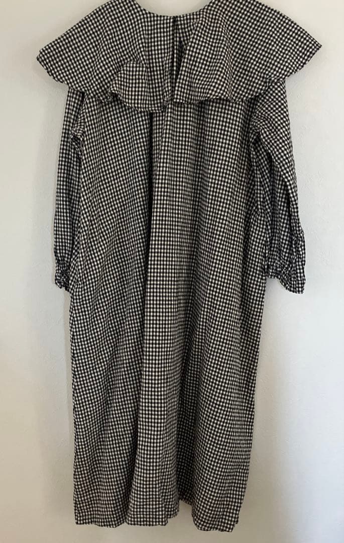 ネストローブ　コットンリネンギンガムケープカラーワンピース