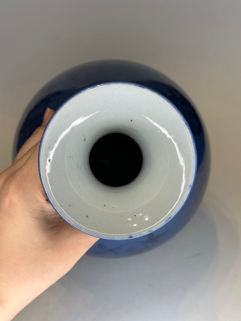 中国 蓝釉 玉壺春瓶 石榴文 花瓶 古陶磁 時代物 骨董品 アンティーク