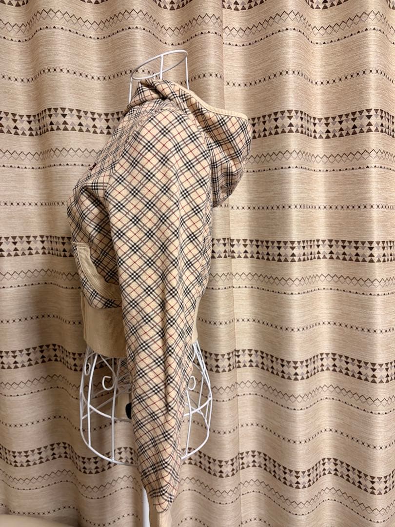 希少！バーバリーブルーレーベル　ノバチェック フード ジップパーカー　38