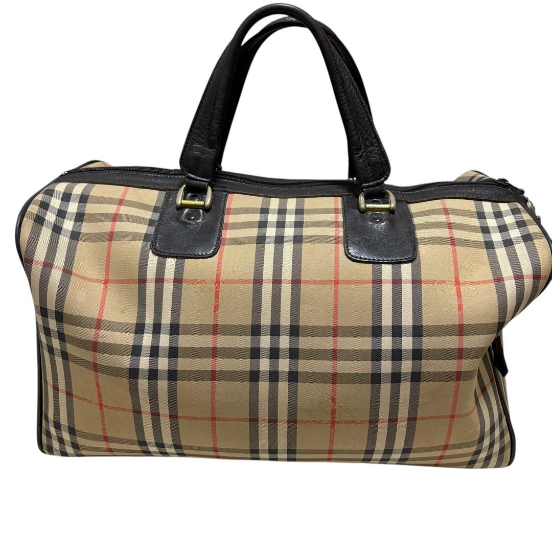 バーバリー　ボストンバッグ 大容量 ノバチェック　シャドーホース