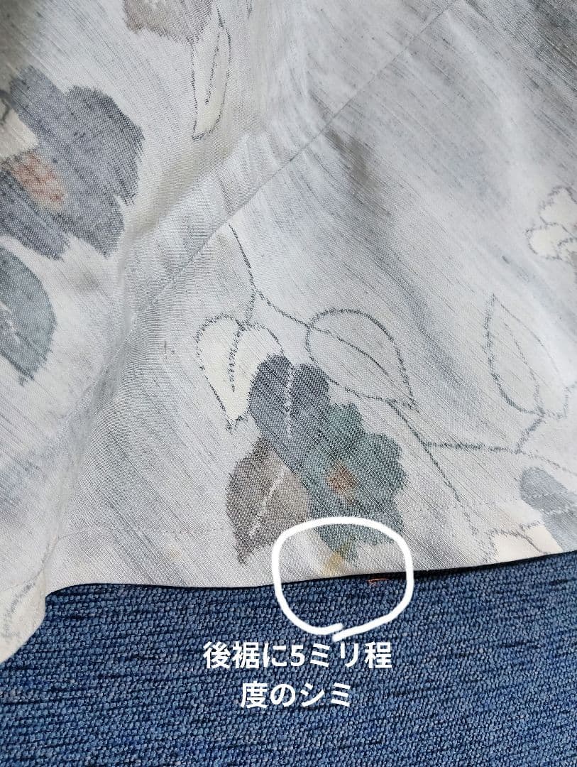 着物リメイク　紬フレアーワンピース　正絹花柄　ストールリボン2本付き