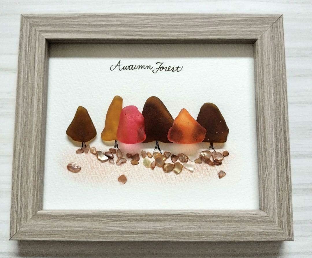 ゆきんこ様シーグラスアート7点　ブーツいちごバレンタイントナカイツリー⑥、⑦秋